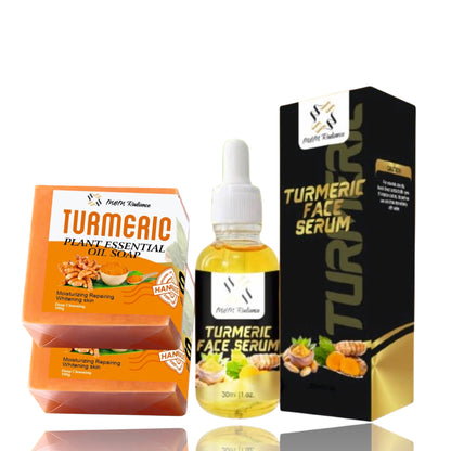 Organic Turmeric Soap Bar (100grams) x2 and Turmeric Face Serum