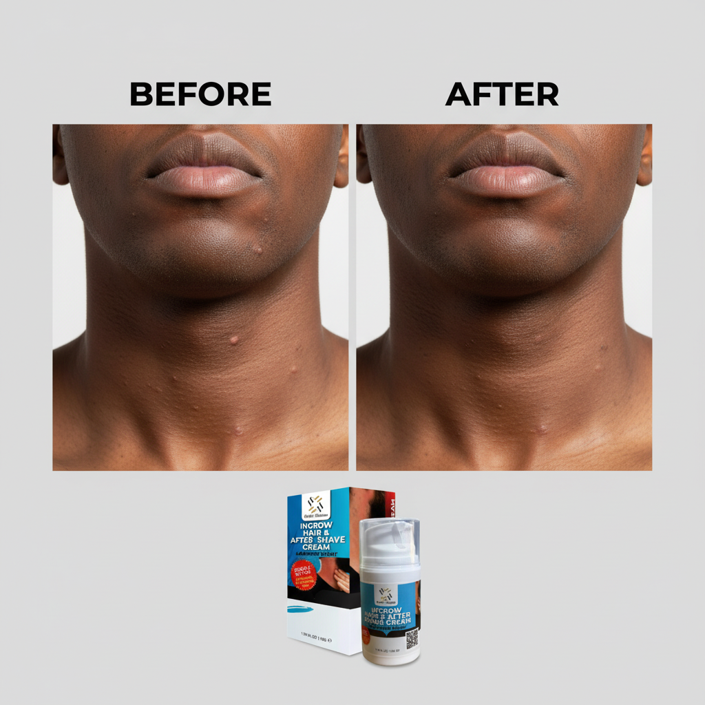 Ingrow Hair & After Shave Cream - Black Model Neck Before and After